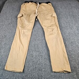 mnml Mens XXL Cargo Pants Tan Khaki Black Elastic Waist Drawstring Streetwear